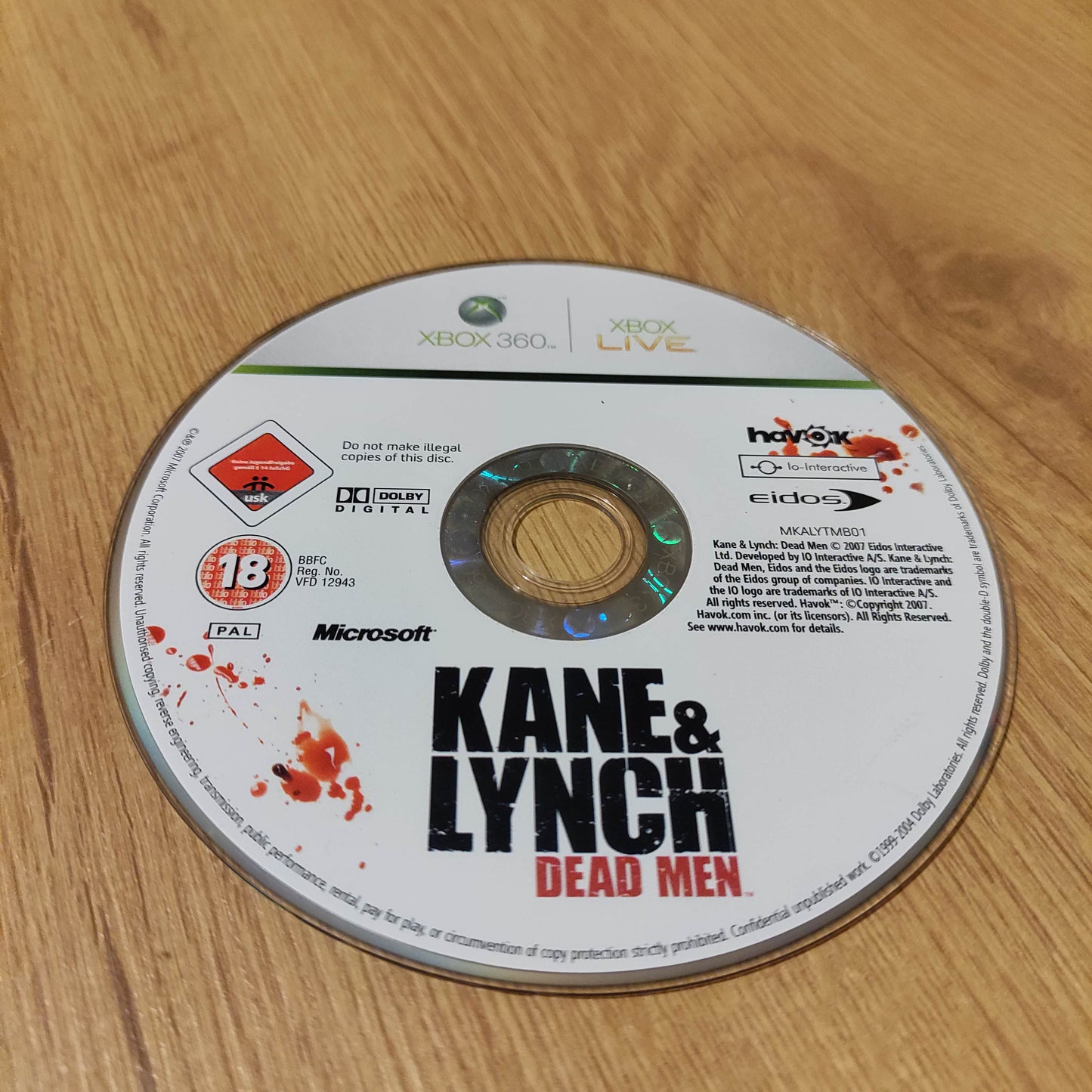 Kane & Lynch Dead Men Disc Only  Xbox 360