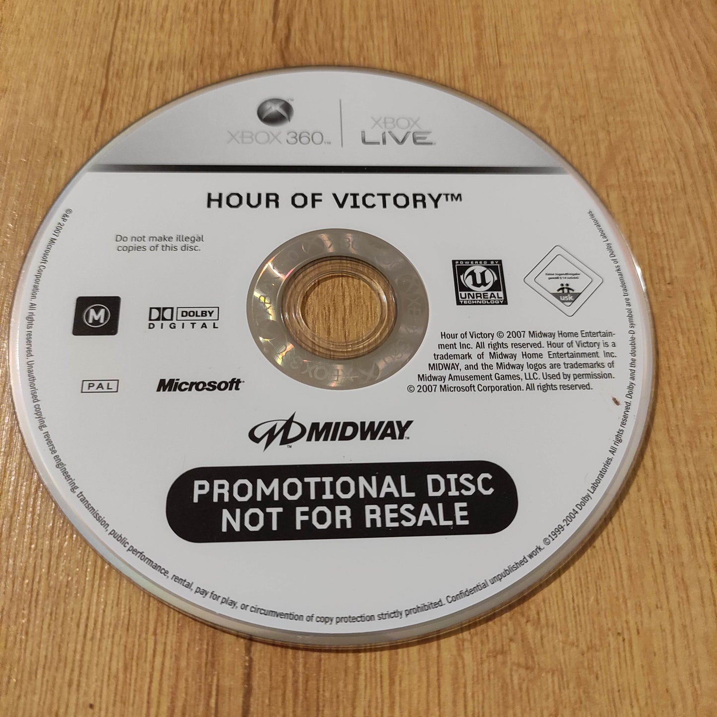 Hour of Victory (Promotional Disc) Disc Only XBox 360