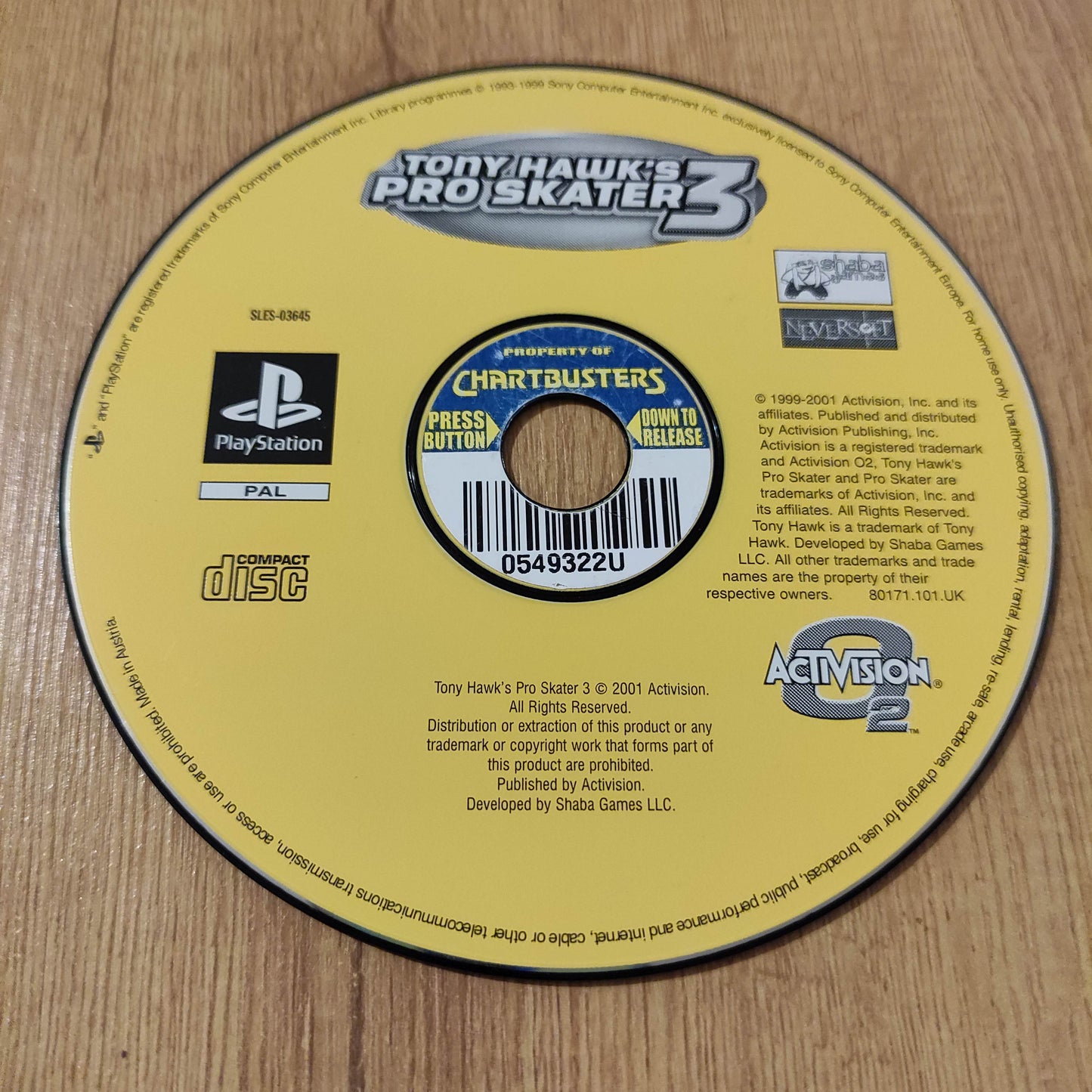 Tony Hawk Pro Skater 3 Disc Only PS2