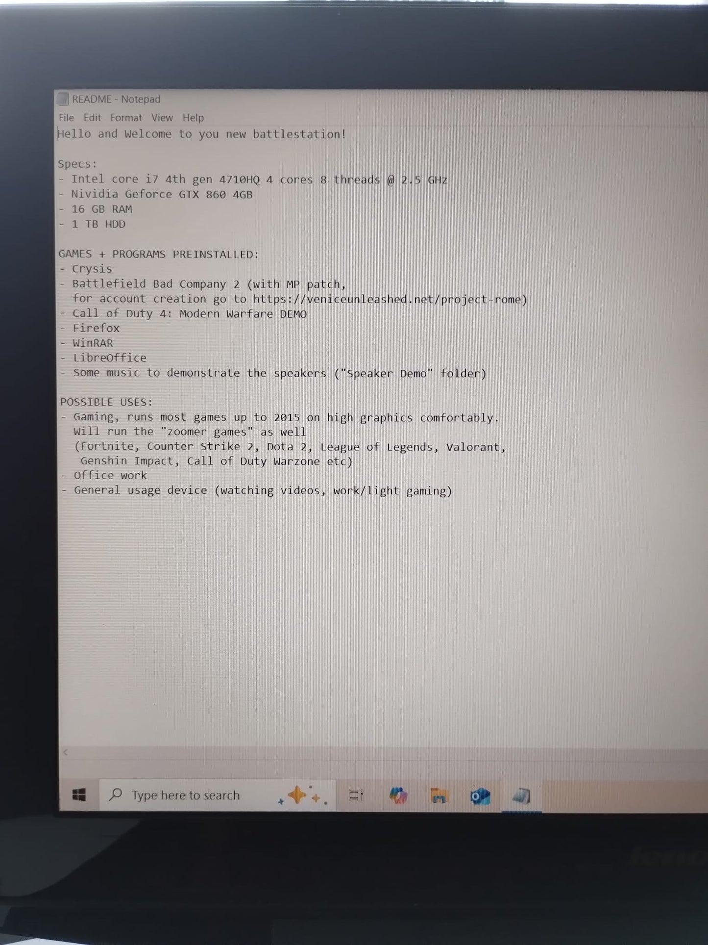 Lenovo Y50-70 2010s retro gaming laptop (Vendor: RepairShop_this_will_be Dublin) - 8-Bit Exchange (8BitX)