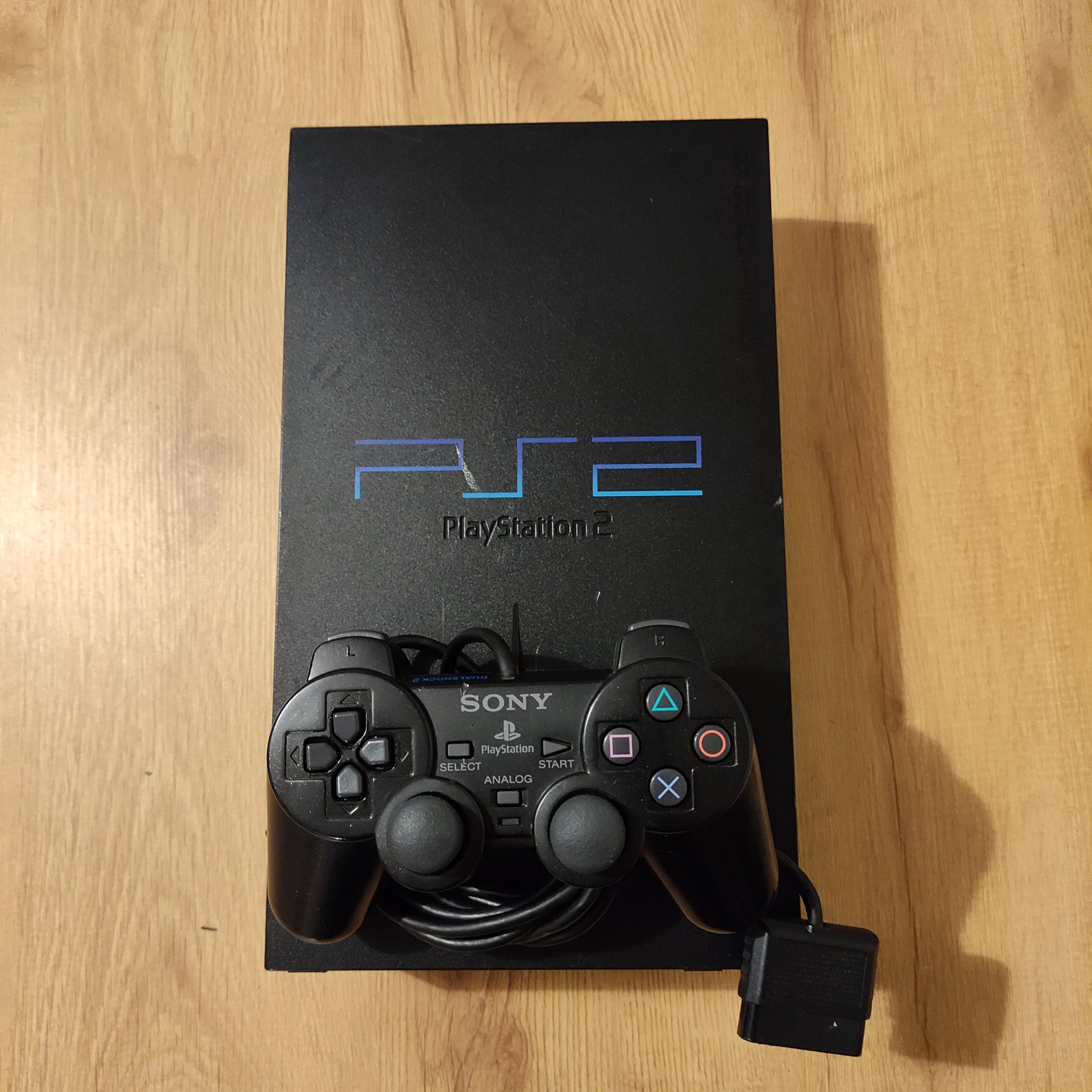 Playstation 2 (Black) with Third Party controller - 8-Bit Exchange (8BitX)